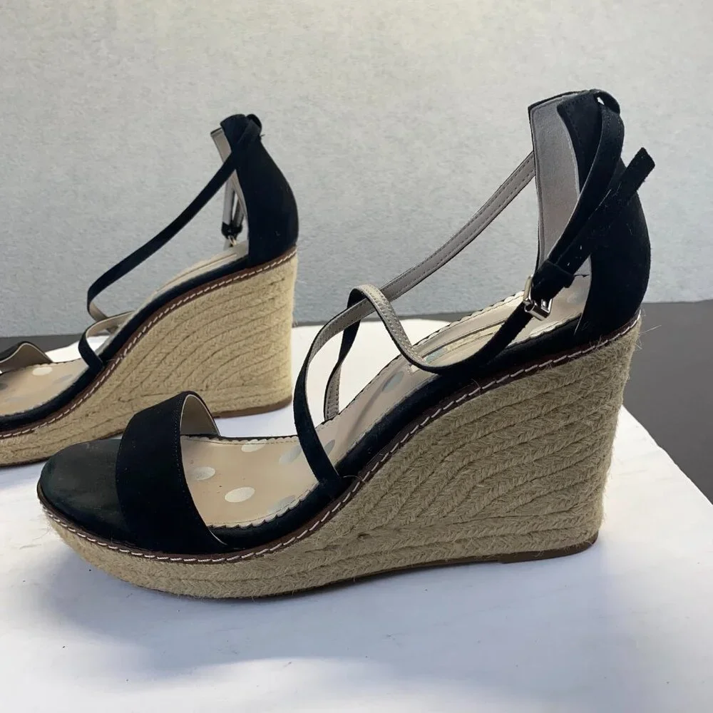 Boden Women's Platform Espadrille Wedge Sandals Black Size 41,Preppy